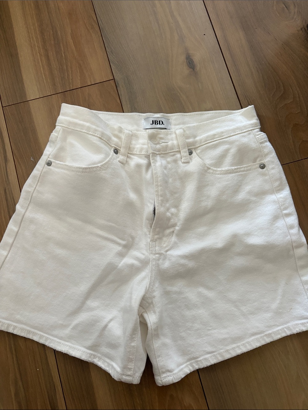JBD white hi waist shorts